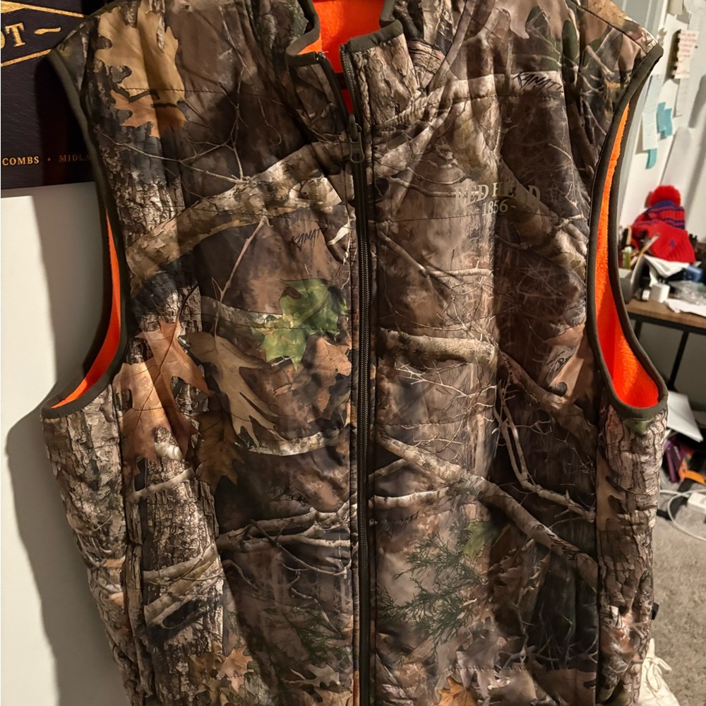 Camo Hunting Vest with Orange Lining
